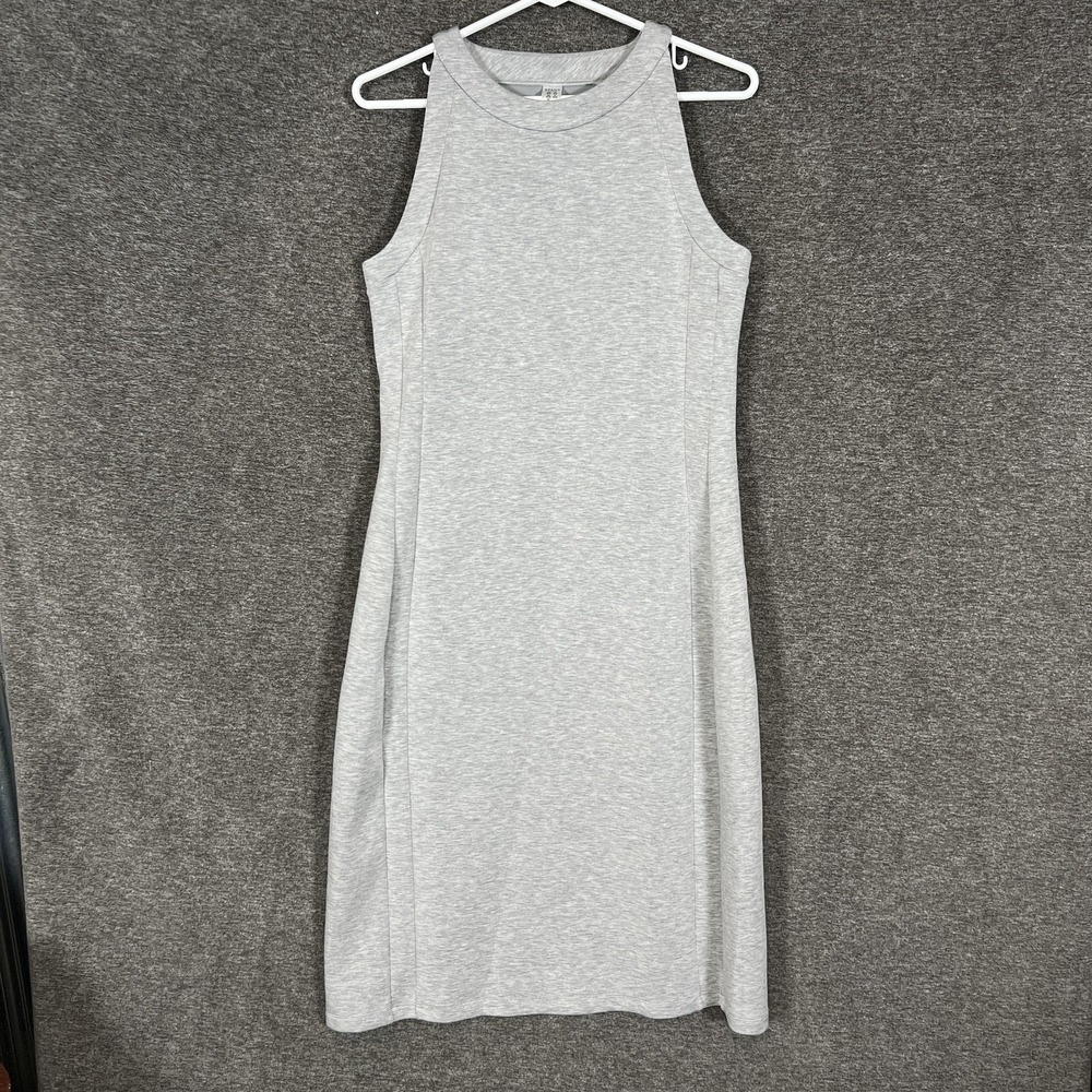 Spanx Dress Womens Medium Gray AirEssentials High Neck Tank Midi Stretch Jersey
